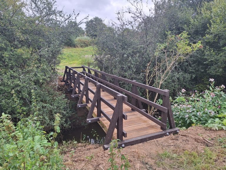 completed timber-framed footbridge in Alfold